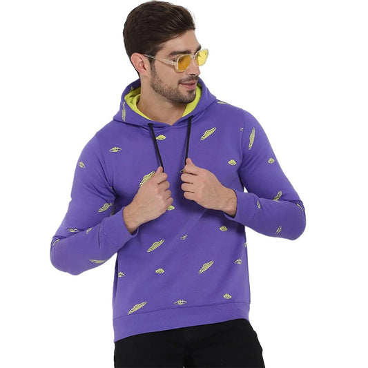 Bewakoof MenS Aop Regular Fit Full Sleeve Brushed Fleece Hoodies Red