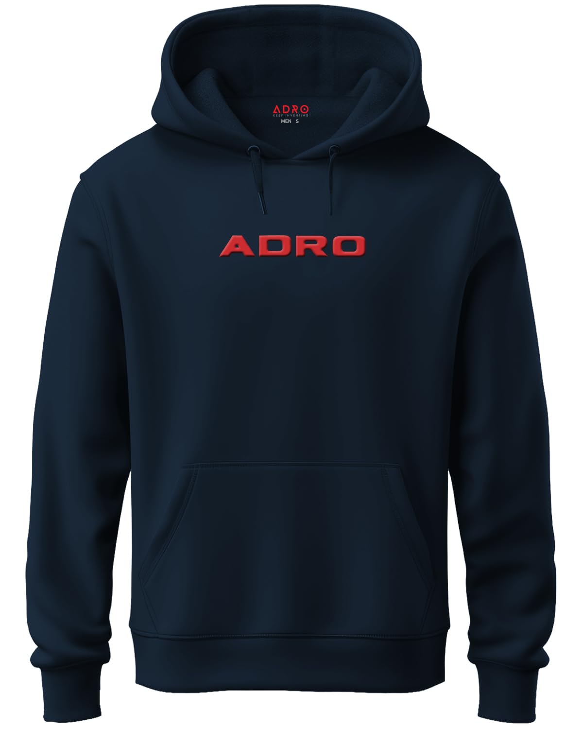 ADRO Mens Hoodies with Hail The Dragon Puff Backside Printed, 100% Cotton 340GSM. (H23-M-DRA-NB_Navy)