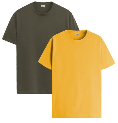 ADRO T Shirts Pack of 2 Mens Tshirts Cotton T Shirts for Men Tshirt T-Shirts Combo T Shirts Tshirts for Men Plain Solid Tshirts