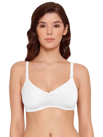 Lyra WomenS Cotton Non Padded Wire Free Seamless Spacer Bra White