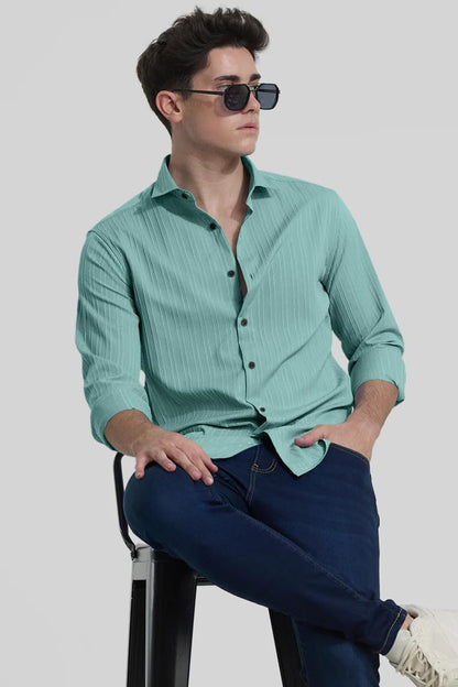 Finivo Fashion MenS Casual Cotton Plain Button Down Shirts Full Sleeve Textured Summer Beach Shirt For Men Turquoise