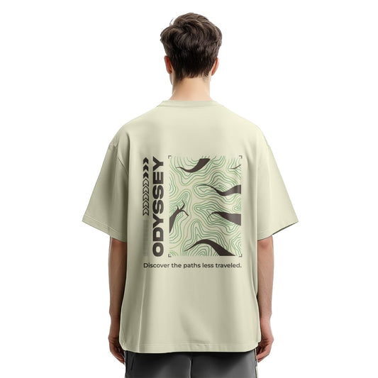 Nobero MenS Graphic Print Oversized Fit T-Shirt (1M-Twrt-C0838-Pal_Aloe Green