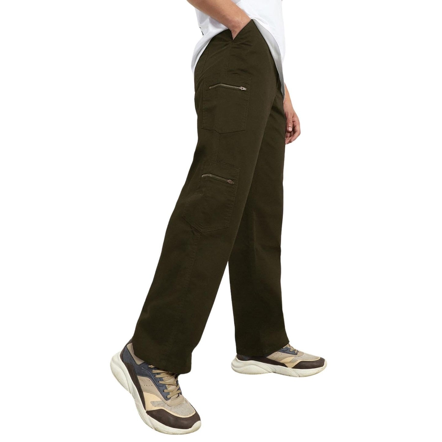 Nobero MenS Straight Pants (1M-Bwcp-R0009_Olive Green