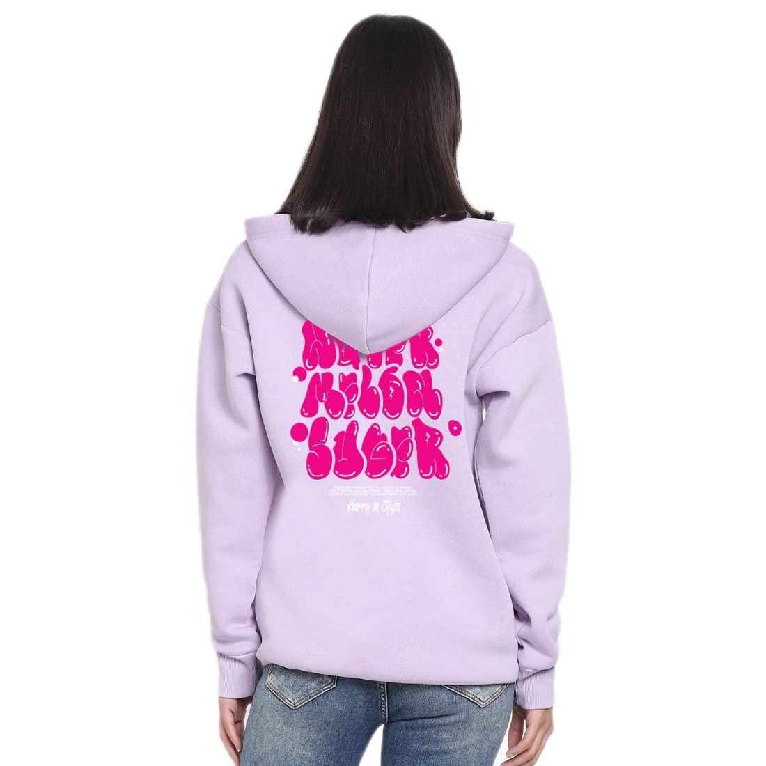Bewakoof Womens Graphic Print Oversized Fit Full Sleeve Terry Hoodies Purple