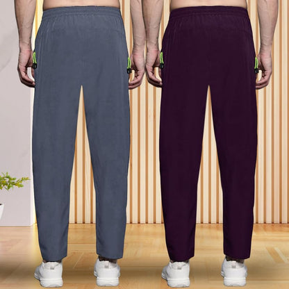 Pinkmint Track Pant for Men ll Soild Track Pant ll Stretchable Regular Fit ll Yoga Wear ll Active wear (Pack of 2)