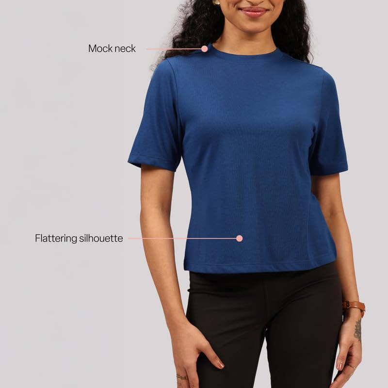 BlissClub Cotton Pro High Neck Top, Cotton-Like Comfort, Sweat-Free Confidence, Chic high Neck, Flattering fit