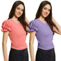 Tee Projekt Womens Solid Polyester T-Shirt for Women || Regular Wear || T-Shirt for Women ||Combo || Western T Shirts (Pack of 2