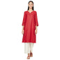 Fabindia WomenS Viscose Silk Embroidered Regular Kurta_Red_S