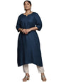 Extra Love By Libas Women'S Rayon Embroidered Straight Kurta (25316_Blue_5Xl)
