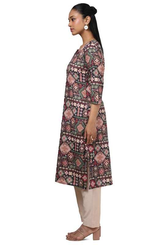 Soch Womens Black Rayon Ethnic Motifs Kurta