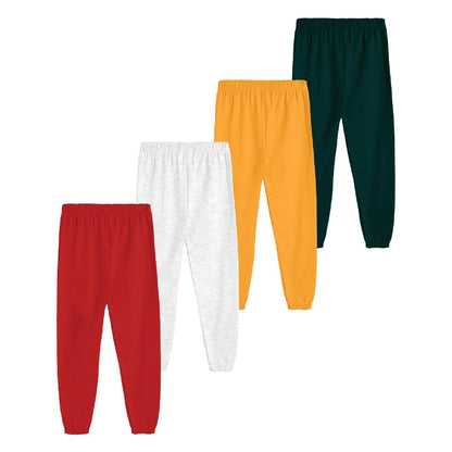 Kyda Kids 100% Pure Cotton Printed Regular Fit Track Pants For Girls (Pack Of 4)