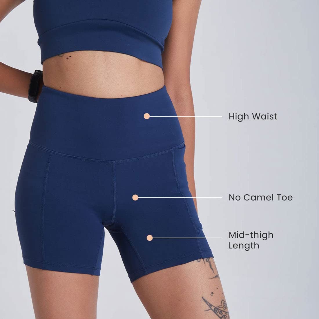 BlissClub Women The Ultimate Shorties | High Waist |Mid Thigh Length | Gym Shorts for Women | 2 Pockets | CloudSoft Fabric.