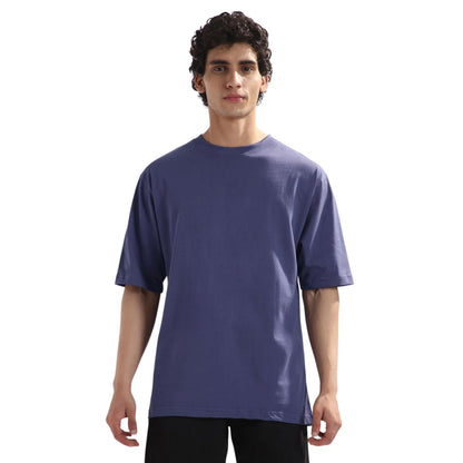 Nobero MenS Solid Oversized Fit T-Shirt (1M-Twts-R0039_Future Dusk