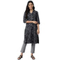 Aurelia Floral Viscose Mandarin Womens Kurta (Small,Grey)