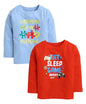 BUMZEE Blue & Red Full Sleeve Boys T-Shirt Pack of 2 Age - 6-12 Months