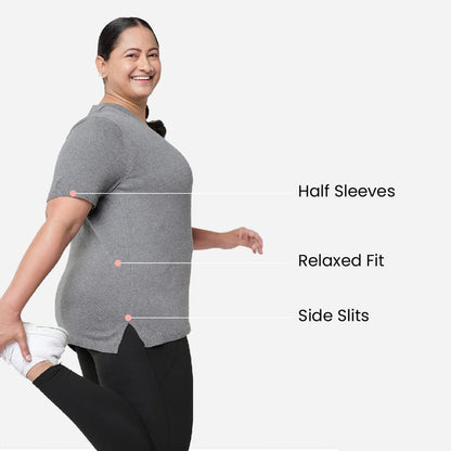 BlissClub Women at-Ease Cotton Knit Tees | 100% Cotton | CottonKnit Fabric | Loose Half-Sleeves | Western Tops | Side-Slits | Hi