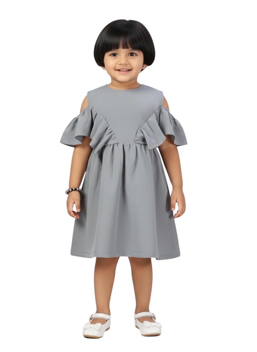 Aarika Girls Grey Colour Middi-(3-9 Years)-(Oct_Md-21927-Grey-22)