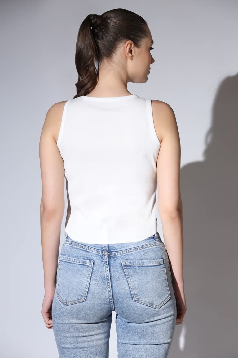 Leriya Fashion Tops For Women | Ribbed Blessed Printed Western Sleeveless Regular Fit Tank Crop Tops For Girls | Casual | Colleg