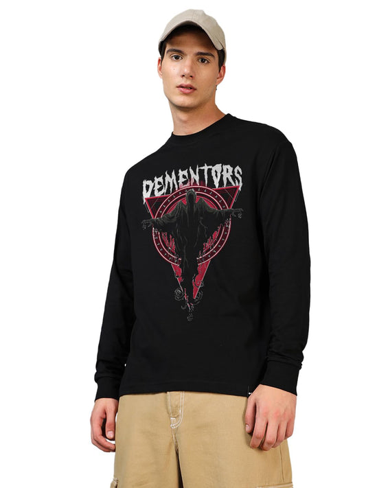 Bewakoof Official Harry Potter Merchandise Mens Graphic Printed Oversized Fit Full Sleeve Round Neck Cotton Jersey T-Shirt 6366