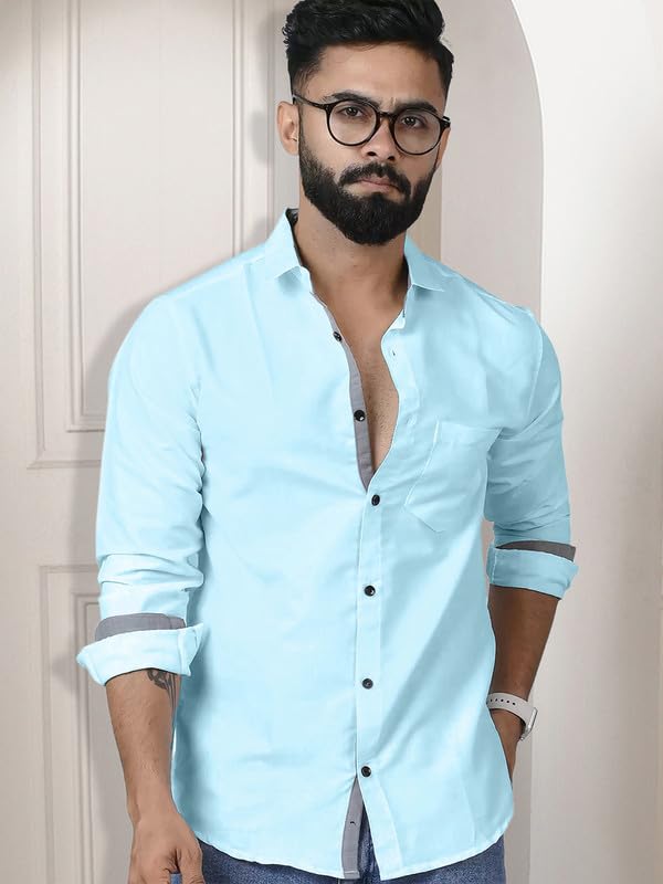 Tee Projekt Mens Long Sleeve Button Down Shirt for Men Collared Casual Formal Soild Shirt