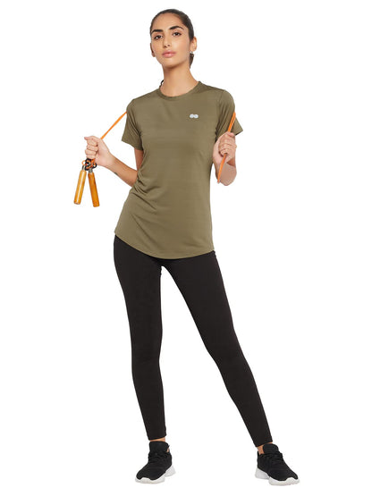 Clovia Womens Comfort Fit Active T-Shirt(AT0112C17_Green_S)