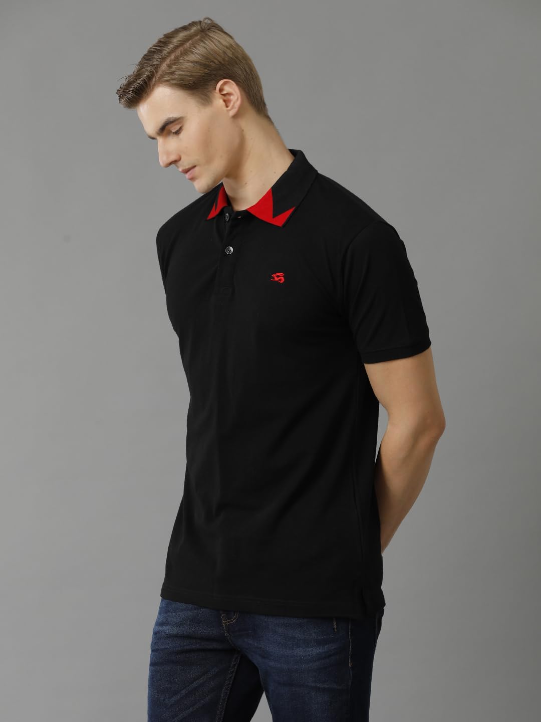 ADRO Premium Cotton Polo for Men (PN23-H-PLN-BL_Black)