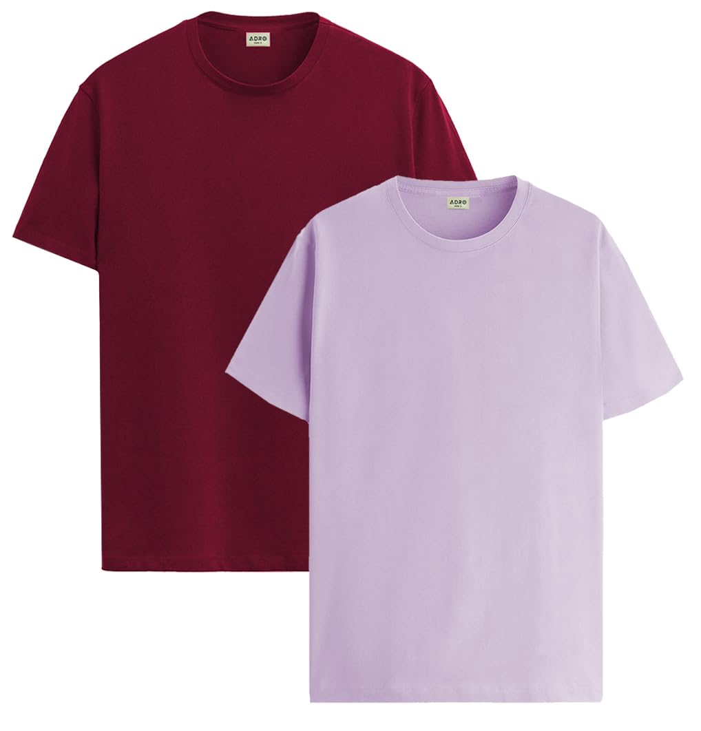 ADRO T Shirts Pack of 2 Mens Tshirts Cotton T Shirts for Men Tshirt T-Shirts Combo T Shirts Tshirts for Men Plain Solid Tshirts