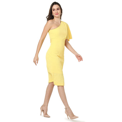 Campus Sutra Women Solid Design Stylish One Shoulder Casual Dresses(Ssmr22_Cswssdr5085)