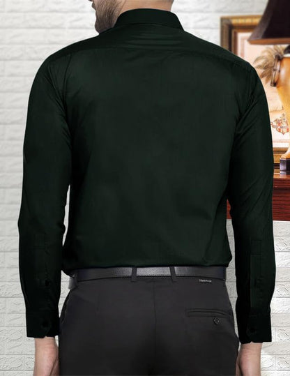 Pinkmint Casual Shirt for Men Stylish Mens Shirt Soild Regular Fit Long Sleeve Formal Wear Green