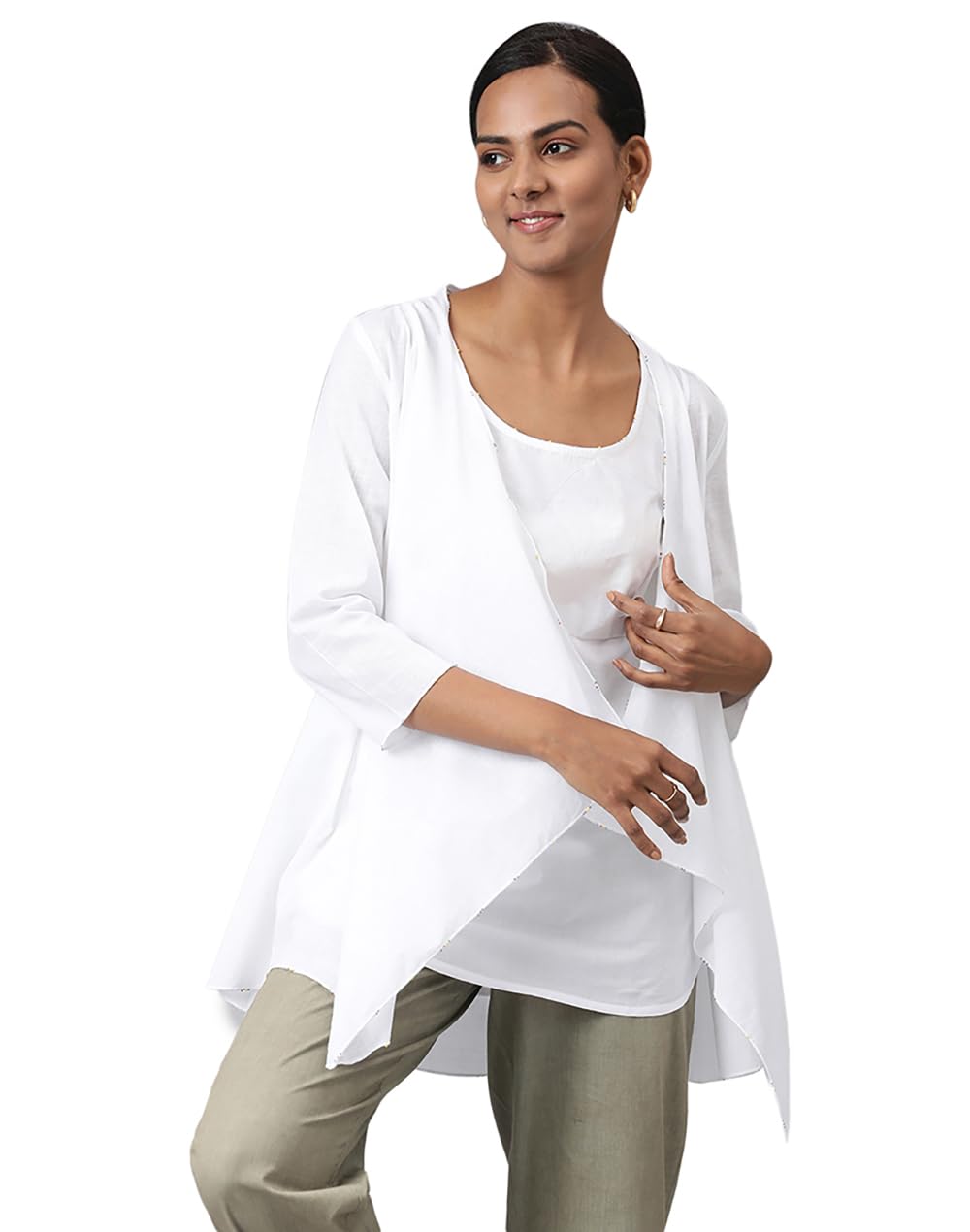 Fabindia Women Embroidered 2 Piece Set Cotton_Xl White