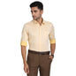 Turtle Men 100% Cotton Slim Fit Beige Self Design Full Sleeve Formal Shirt