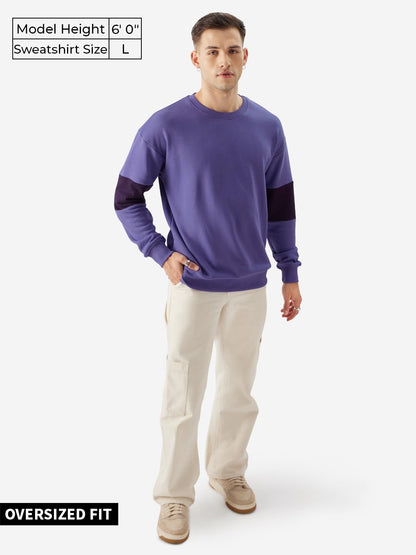 The Souled Store Violet Berry Men and Boys Pull On Long Sleeve Crew Neck Solid Oversized Fit Sweatshirts Oversized Sweatshirts f