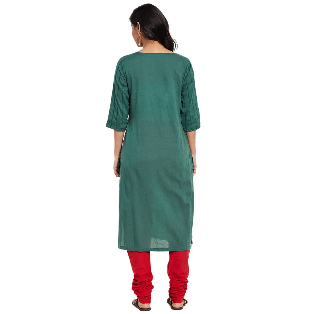 Fabindia Women Woven Long Kurta Cotton_Black