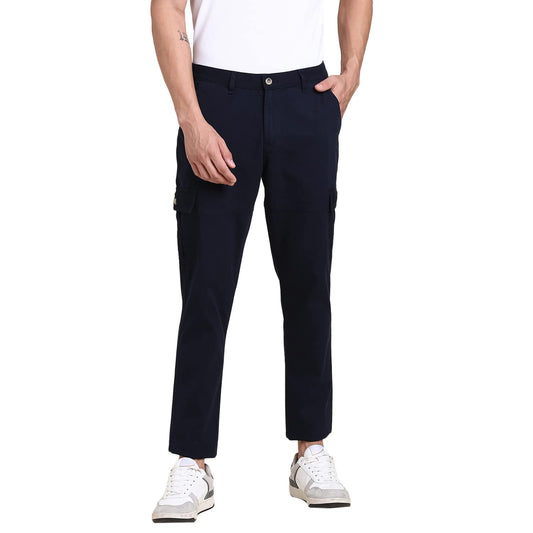 Dennis Lingo Men Slim Fit Navy Cargo Trousers