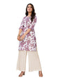 rangita Mauve Rayon Straight Printed Knee Length Kurti | Kurta for Women