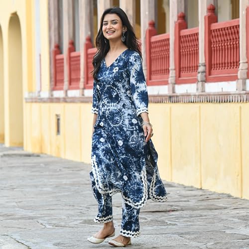 ANNI DESIGNER Womens Cotton Blend Kurta Palazzos Set