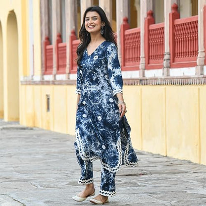 ANNI DESIGNER Womens Cotton Blend Kurta Palazzos Set