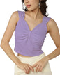 SMOWKLY Womens Premium Valentino Made Stylish Bow Pleated Crop Top | Sweetheart Neck & Strappy Singlets | Going Out Summer Tank