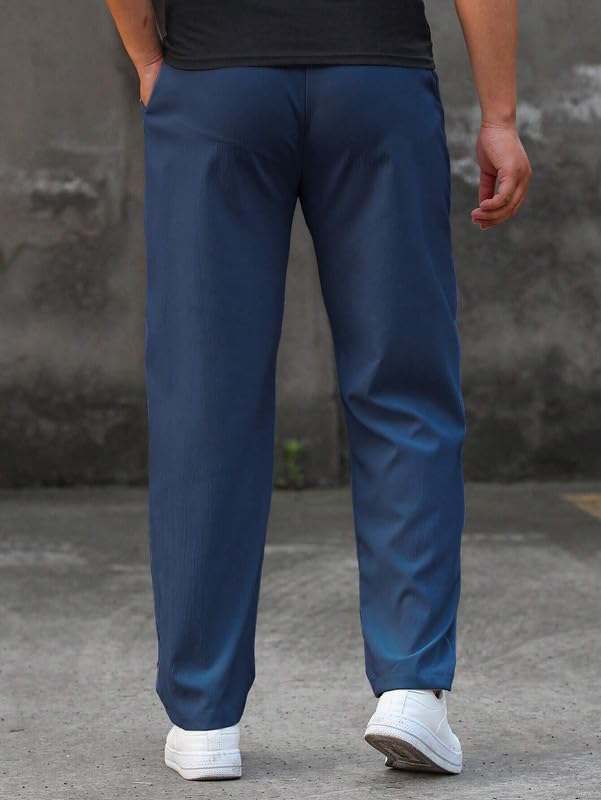 SMOWKLY Mens Poly-Lycra Premium Stretch Trackpants || Wrinkle Free, Relaxed Fit, Elastic Waist, Tapered Fit || Best for Summer