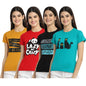 Preneum Womens Cotton Regular Fit Latest Graphic Stylish Printed Short Sleeves Casual T-Shirt || Trends & Stylish (Pack 4), Imp