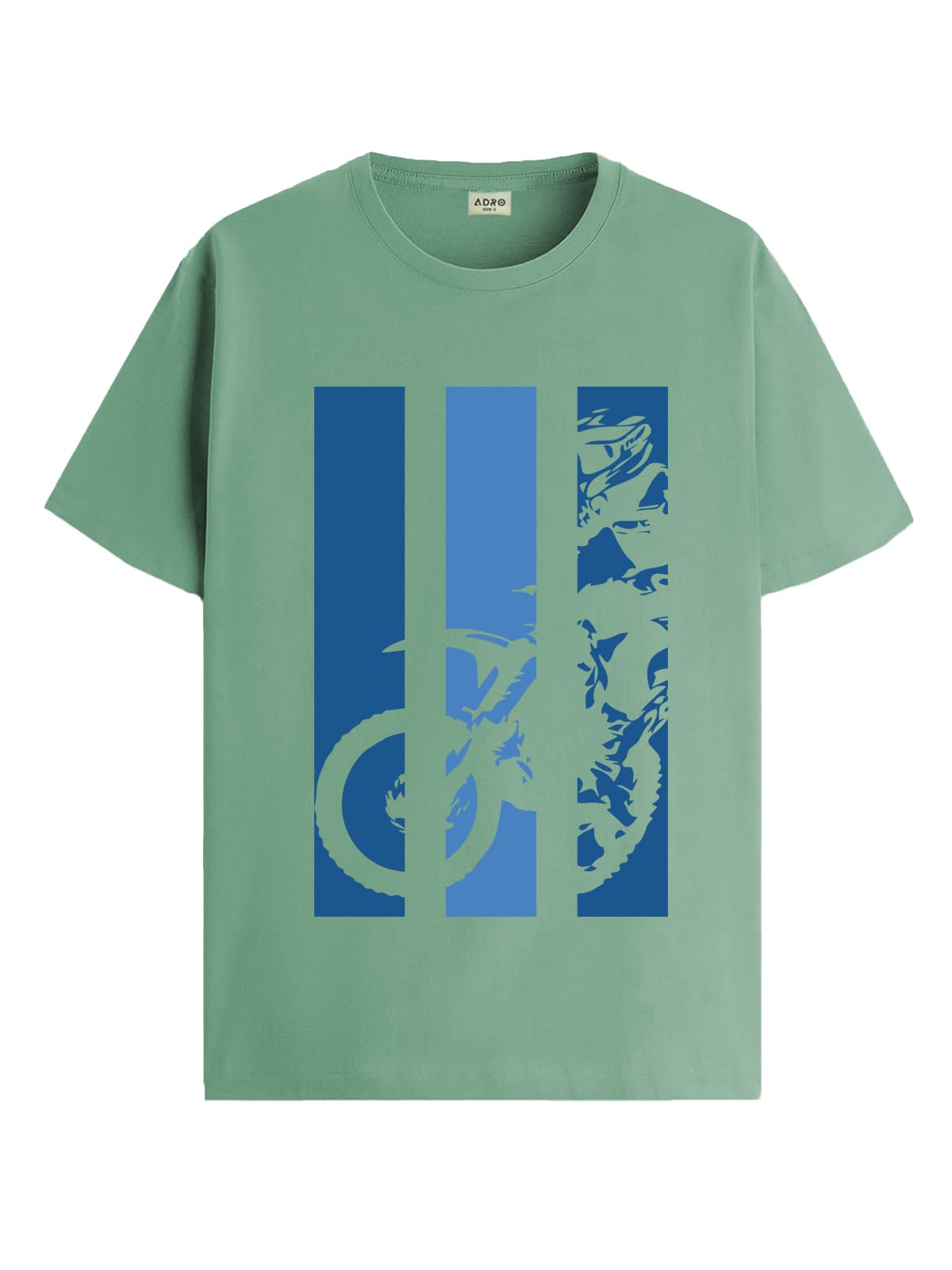 ADRO Men's Bike Rider Printed Cotton T-Shirt (RN23-M-BIK-PT_Pista)