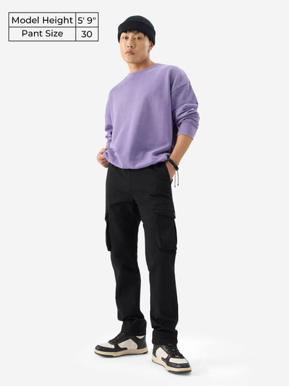 The Souled Store Solids: Onyx Men and Boys Regular Fit Cargo Pants Mens Cargo Pants Trousers for Men Multi-Pocket Work Outdoor