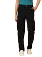 Kotty MenS Solid Mid Rise Straight Fit Stylish Looking Cargo Jeans(Black,28)