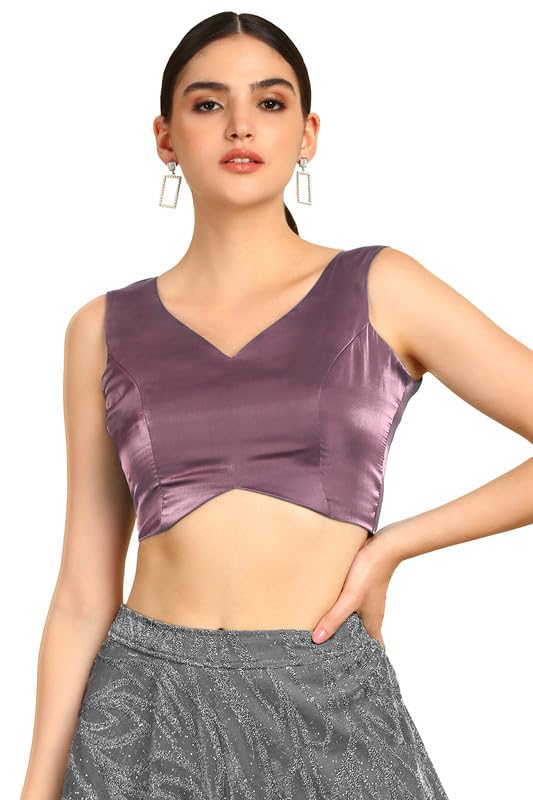 Soch Womens Purple V-Neck Princess Line Tissue Padded Blouse