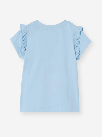 The Souled Store Hello Kitty: Kitty Love Girls Short Sleeves Round Neck Blue Graphic Printed Regular Fit Cotton T-Shirts (2-8 Yr
