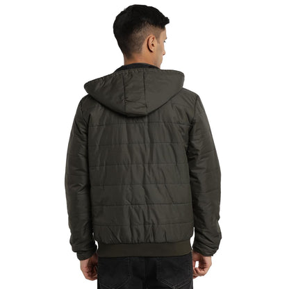 Turtle Men Nylon Solid Regular Fit Full Sleeve Olive Hooded Windcheater Jacket