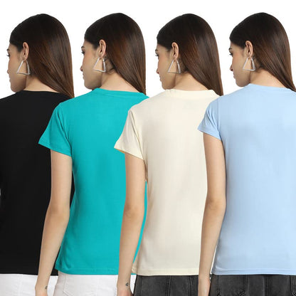 Preneum Womens Cotton Regular Fit Latest Graphic Stylish Printed Short Sleeves Casual T-Shirt || Trendy Designs & Stylish (Pack