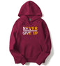 Adro Never Give Up Design Printed Hoodies/Sweatshirts For Men & Women (H20-M-Ngu-Mr_Maroon_2Xl)