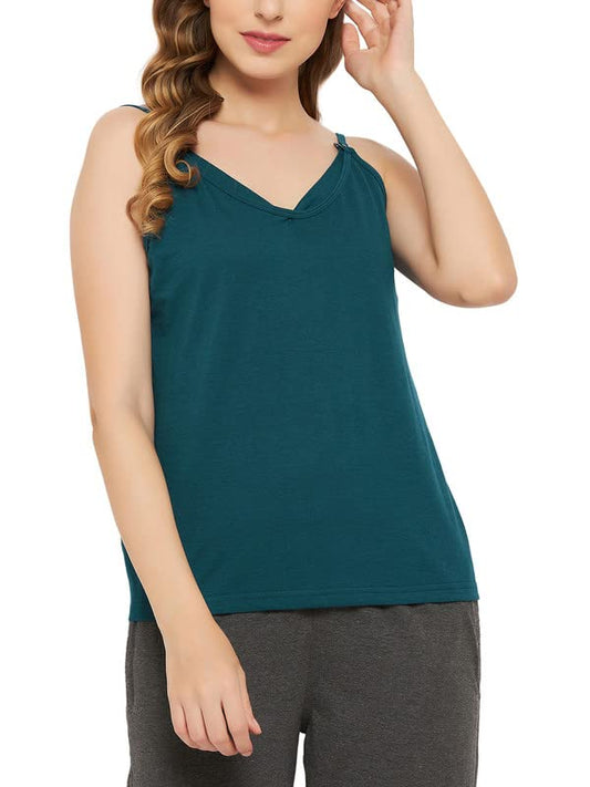 Clovia Womens Cotton Feeding Cami Top in Blue (CM0030P36_Teal_XXL)