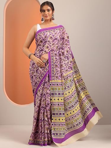 Libas Womens Printed Cotton Saree With Blouse Piece